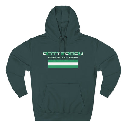 Rotterdam Hoodie — 'Rotterdam', 'Sterker door strijd', 'flag' (small).