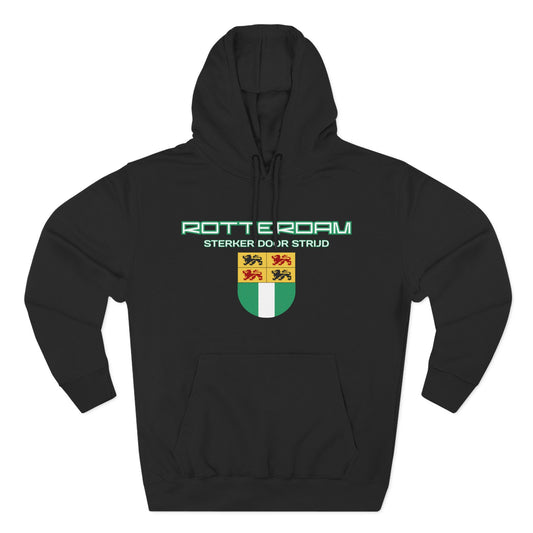 Rotterdam Hoodie — 'Rotterdam', 'Sterker door strijd', 'coat of arms'.