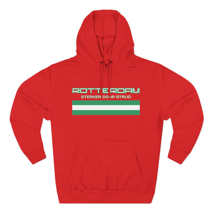 Rotterdam Hoodie — 'Rotterdam', 'Sterker door strijd', 'flag'.