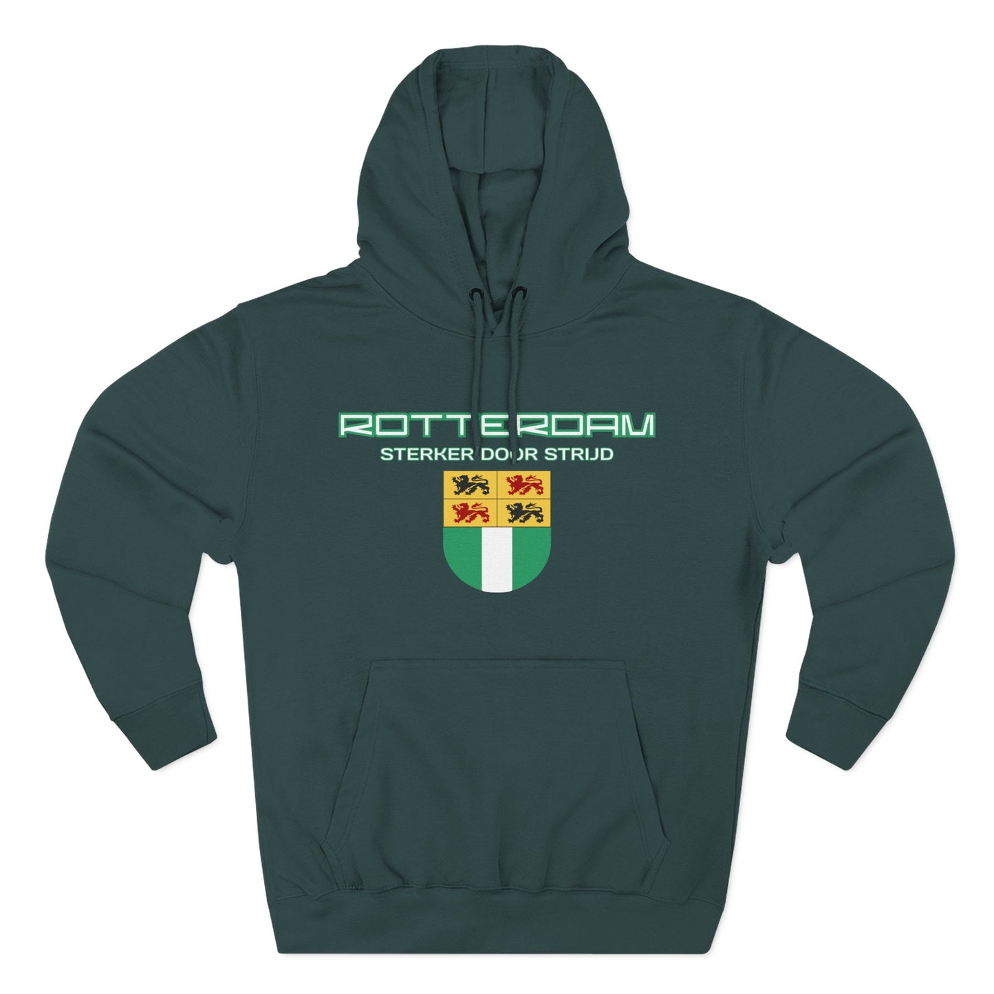 Rotterdam Hoodie — 'Rotterdam', 'Sterker door strijd', 'coat of arms'.