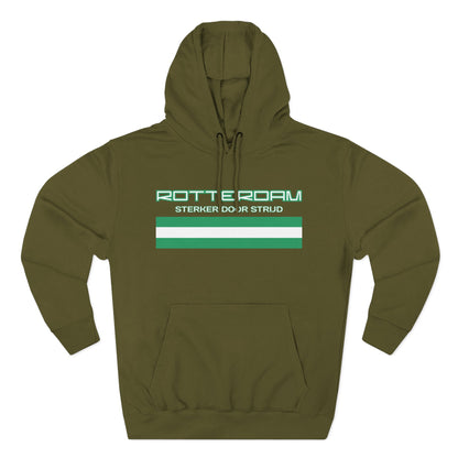 Rotterdam Hoodie — 'Rotterdam', 'Sterker door strijd', 'flag'.