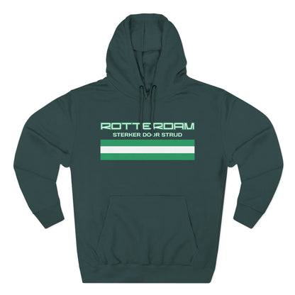 Rotterdam Hoodie — 'Rotterdam', 'Sterker door strijd', 'flag'.