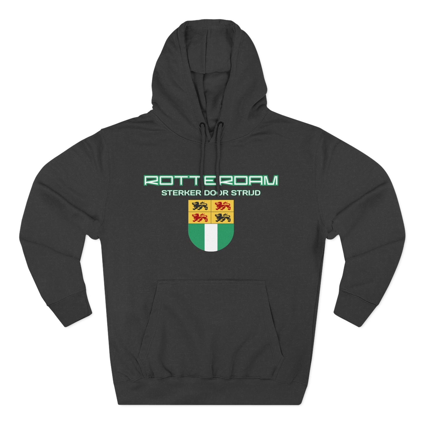 Rotterdam Hoodie — 'Rotterdam', 'Sterker door strijd', 'coat of arms'.
