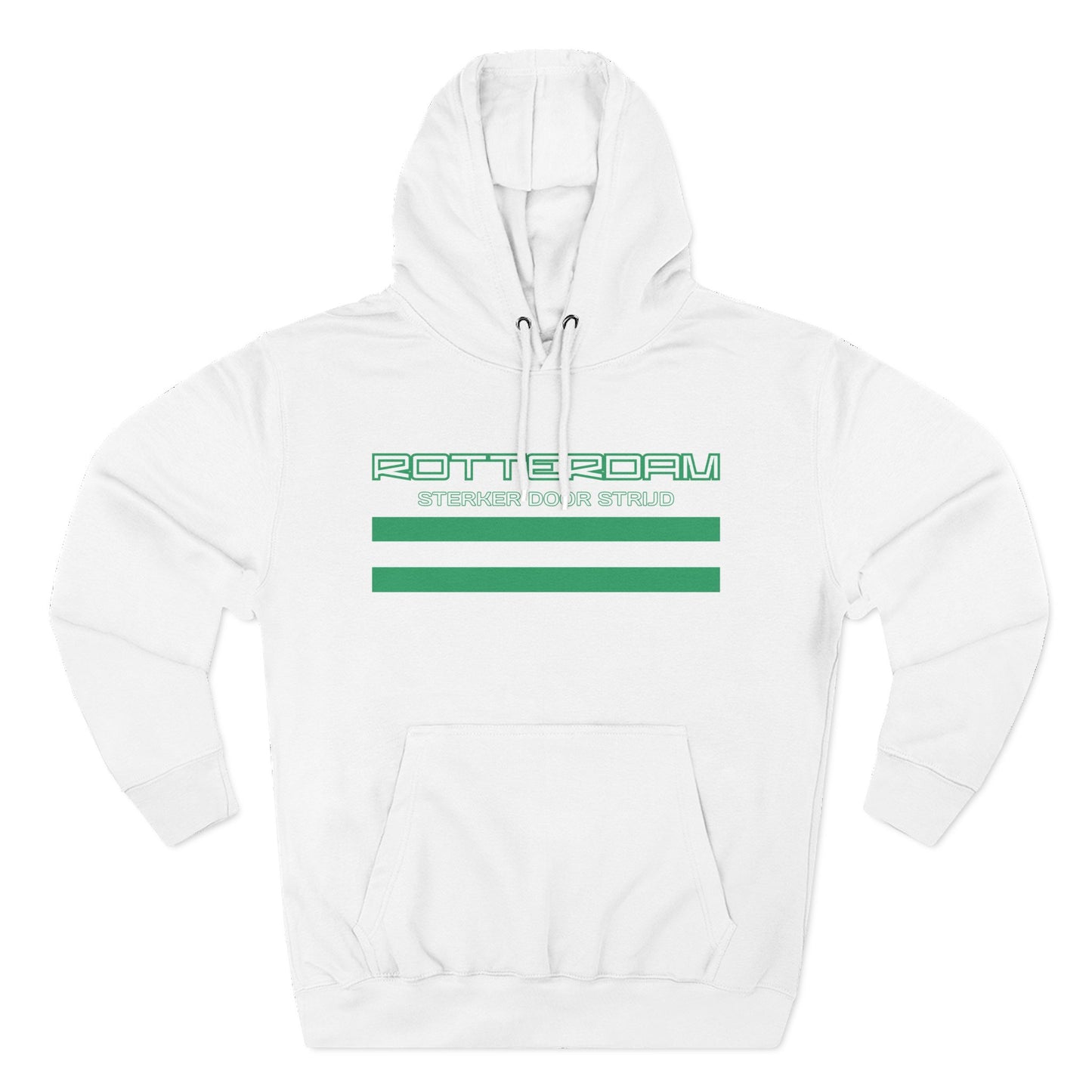 Rotterdam Hoodie — 'Rotterdam', 'Sterker door strijd', 'flag'.
