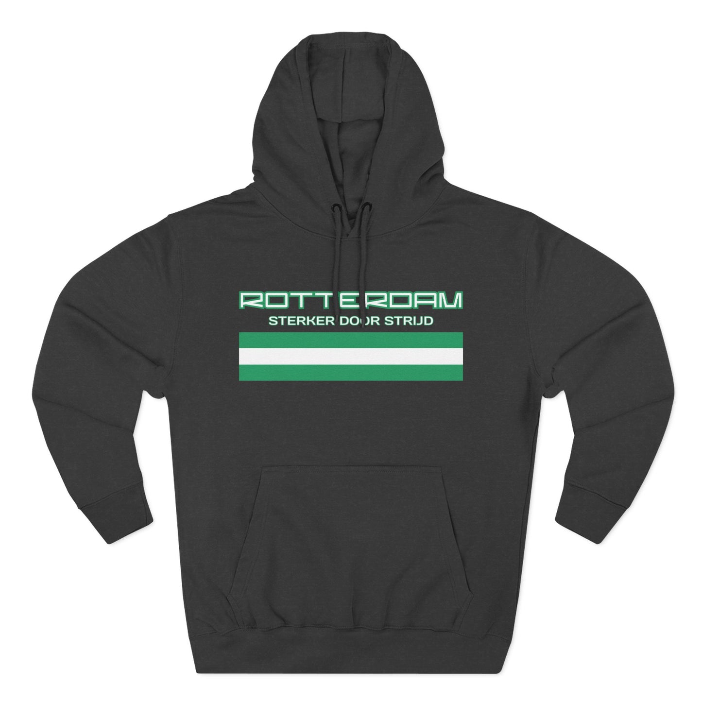 Rotterdam Hoodie — 'Rotterdam', 'Sterker door strijd', 'flag'.