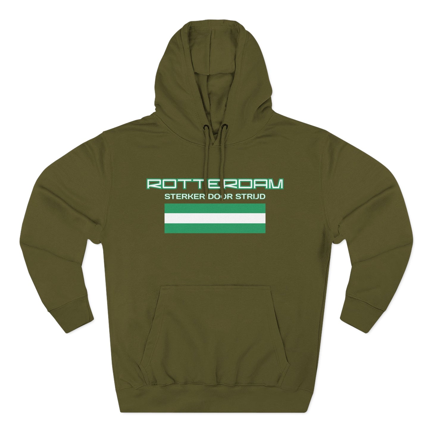 Rotterdam Hoodie — 'Rotterdam', 'Sterker door strijd', 'flag' (small).