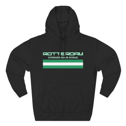 Rotterdam Hoodie — 'Rotterdam', 'Sterker door strijd', 'flag'.