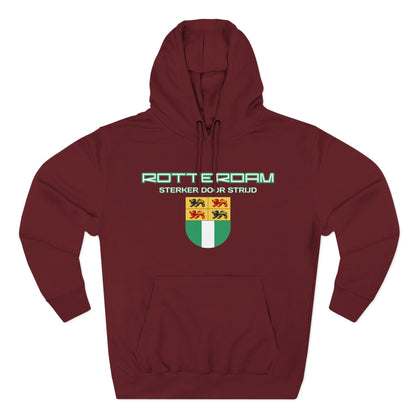 Rotterdam Hoodie — 'Rotterdam', 'Sterker door strijd', 'coat of arms'.