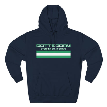 Rotterdam Hoodie — 'Rotterdam', 'Sterker door strijd', 'flag'.